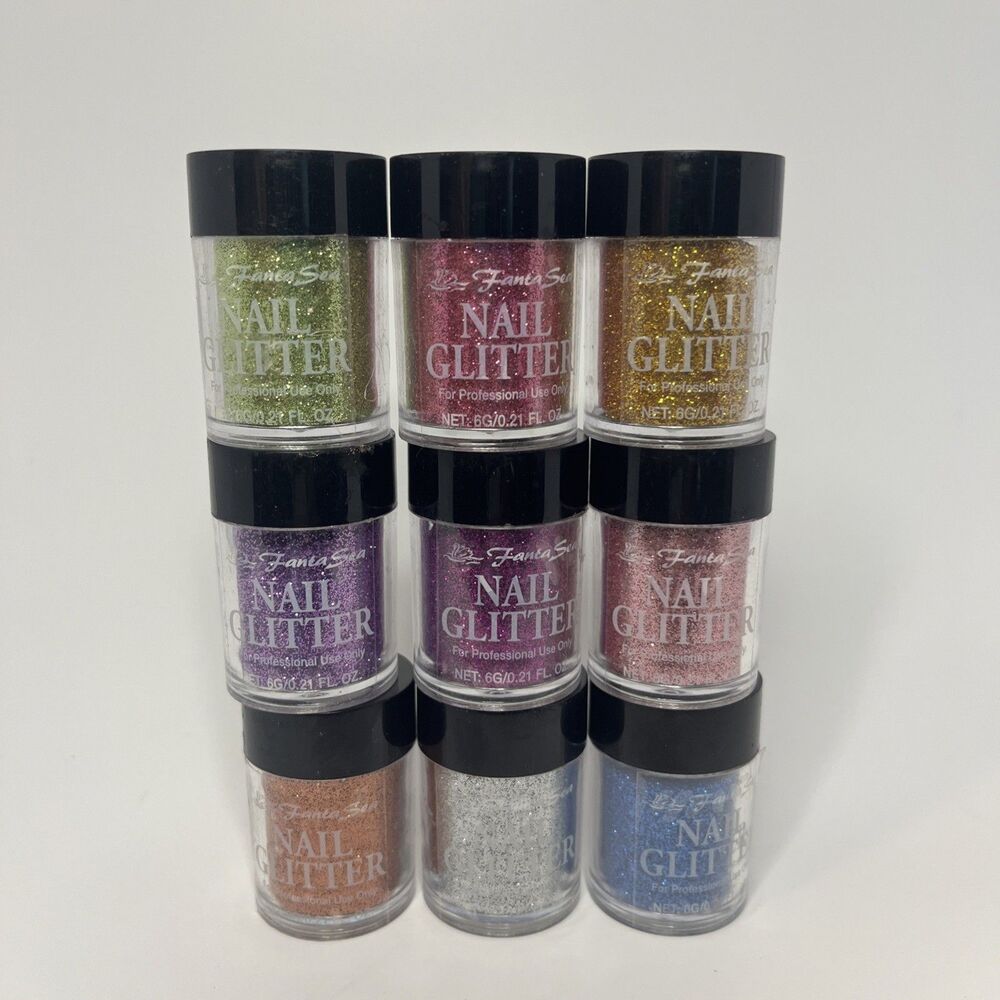 Glitter Nail Art Decor Set of 9 Fanta Sea Multicolor